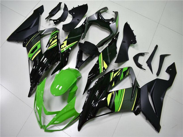 Mejores Carenados Moto Kawasaki ZX6R 2013-2018 - Verde Amarillo Negro Brillante Negro Mate