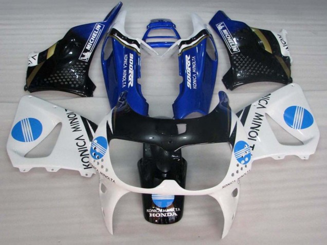 Mejores Carenados Moto Honda CBR900RR 893 1994-1995 - Blanco Azul Negro Brillante Konica Minolta