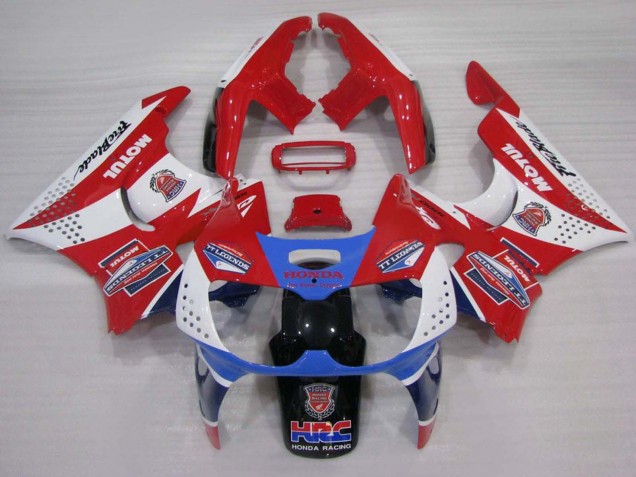 Mejores Carenados Moto Honda CBR900RR 893 1994-1995 - Blanco Rojo Azul Claro Motul