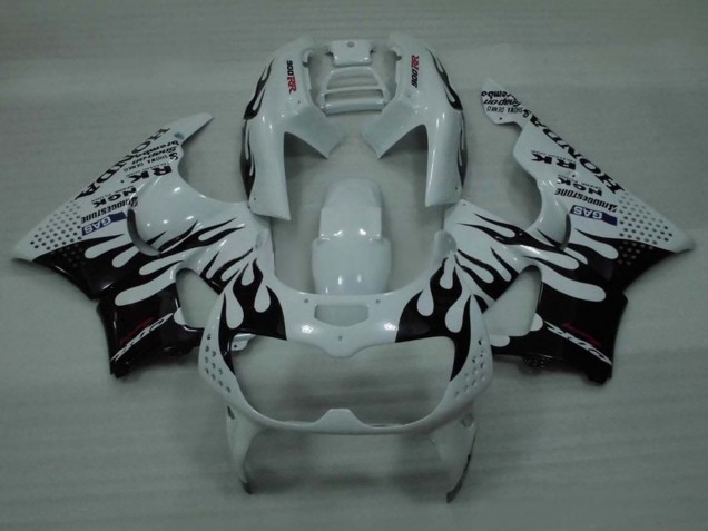 Mejores Carenados Moto Honda CBR900RR 893 1994-1995 - Blanco Negro Brillante Llama