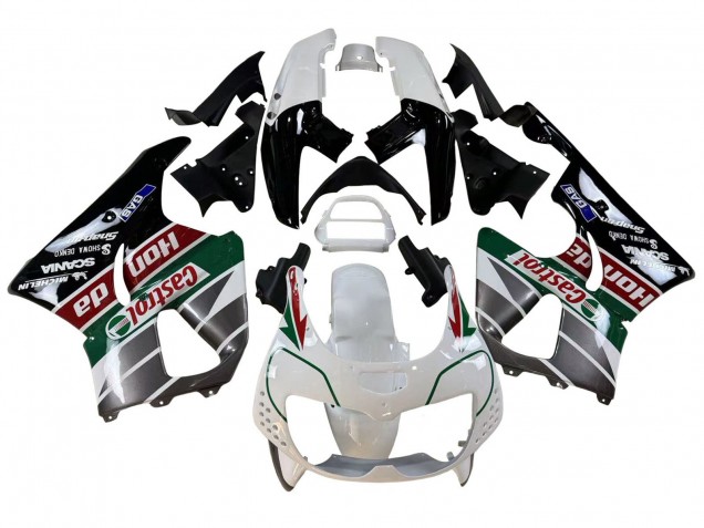 Mejores Carenados Moto Honda CBR900RR 893 1996-1997 - Blanco Verde Gris Negro Brillante Castrol