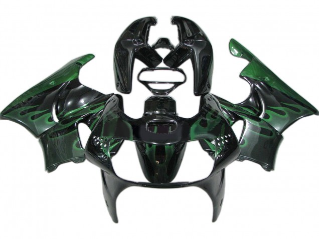 Mejores Carenados Moto Honda CBR900RR 919 1998-1999 - Negro Brillante Verde Llama