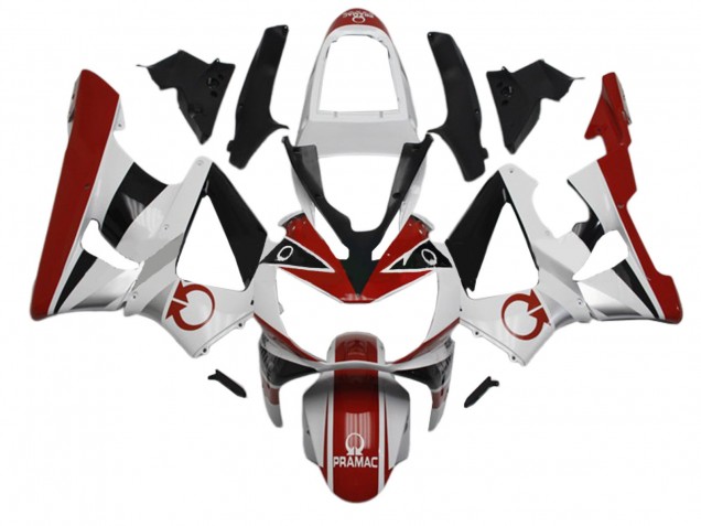 Mejores Carenados Moto Honda CBR900RR 929 2000-2001 - Blanco Rojo Negro Brillante Pramac