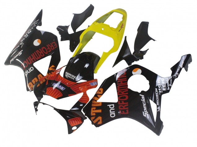 Mejores Carenados Moto Honda CBR900RR 954 2002-2003 - Amarillo Rojo Negro Brillante Repsol Rossi