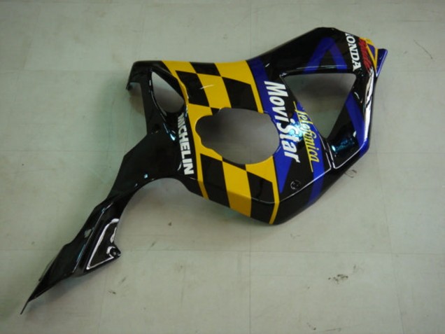 Mejores Carenados Moto Honda CBR900RR 954 2002-2003 - Azul Amarillo Negro Brillante Telefonica MoviStar Castrol