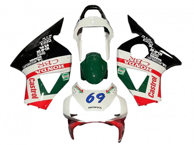 Mejores Carenados Moto Honda CBR900RR 954 2002-2003 - Blanco Rojo Verde Negro Brillante Castrol