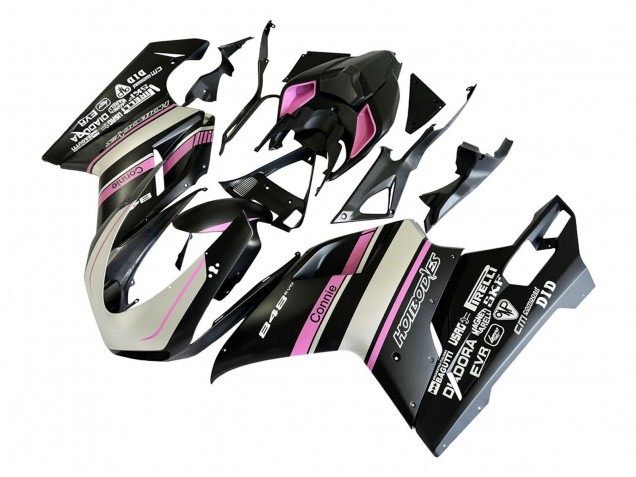 Mejores Carenados Moto Ducati 848 2007-2014 - Blanco Rosa Negro Brillante Connie