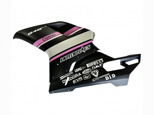 Mejores Carenados Moto Ducati 848 2007-2014 - Blanco Rosa Negro Brillante Connie