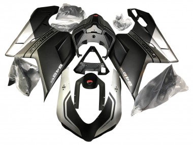 Mejores Carenados Moto Ducati 848 2007-2014 - Plata Negro Mate