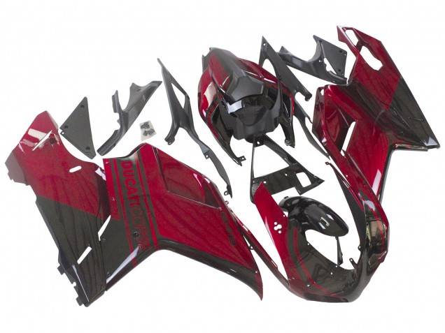 Mejores Carenado Moto Ducati 848 2007-2014 - Rojo Negro Brillante