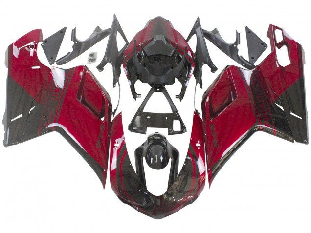 Mejores Carenado Moto Ducati 848 2007-2014 - Rojo Negro Brillante