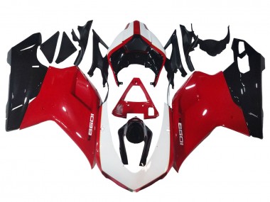 Mejores Carenados Moto Ducati 1098 2007-2014 - Blanco Rojo Negro Brillante