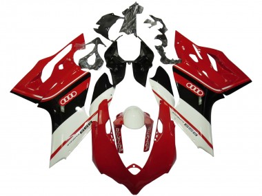 Mejores Carenados Moto Ducati Panigale 899 2011-2014 - Blanco Rojo Negro Brillante Dunlop