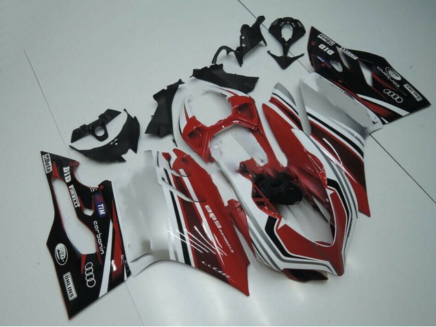 Mejores Carenado Moto Ducati Panigale 899 2011-2014 - Blanco Rojo Negro Brillante