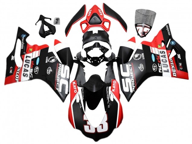 Mejores Carenados Moto Ducati 959/1299 2015-2020 - Blanco Rojo Negro Mate Lucas 33