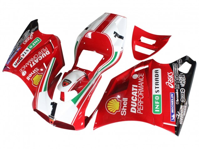 Mejores Carenados Moto Ducati 748/916/996/998 1993-2005 - Blanco Rojo Amarillo Verde Negro Brillante Performance