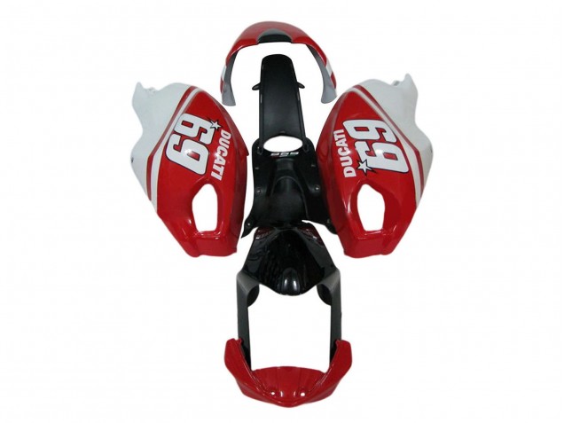 Mejores Carenados Moto Ducati Monster 696 796 1100 1100S 2008-2012 - Blanco Rojo Negro Brillante 69