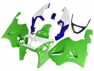 Mejores Carenados Moto Kawasaki ZX7R 1996-2003 - Blanco Verde Azul