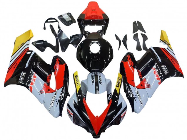Mejores Carenados Moto Honda CBR1000RR 2004-2005 - Amarillo Rojo Blanco Lustroso Rojo Bull Repsol HRC