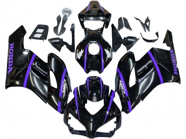 Mejores Carenados Moto Honda CBR1000RR 2004-2005 - Negro Brillante Púrpura Raya