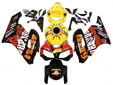 Mejores Carenados Moto Honda CBR1000RR 2004-2005 - Amarillo Naranja Negro Brillante Repsol Rossi 46