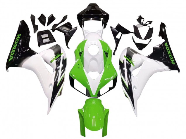 Mejores Carenado Moto Honda CBR1000RR 2006-2007 - Blanco Verde Negro Brillante