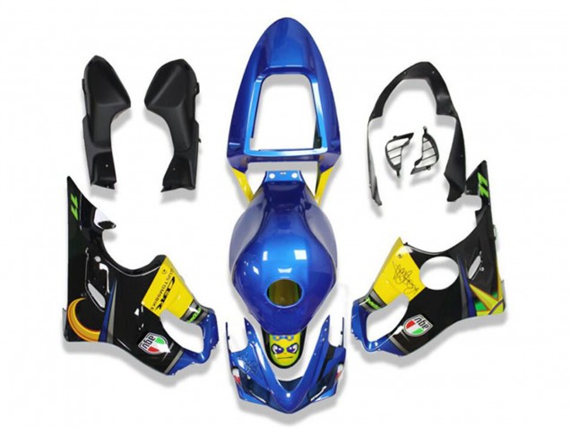 Mejores Carenados Moto Honda CBR600 F4i 2001-2003 - Azul Amarillo Negro Brillante Tiburón