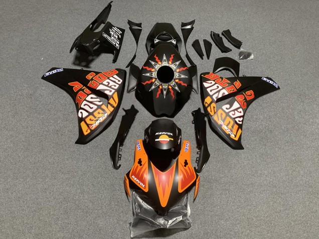 Mejores Carenados Moto Honda CBR1000RR 2008-2011 - Negro Mate Naranja Repsol Rossi