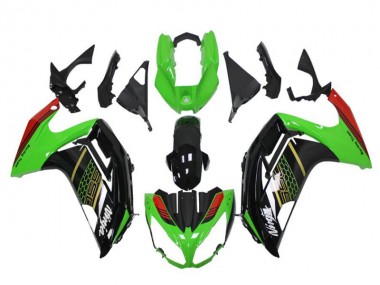 Mejores Carenados Moto Kawasaki EX650 2012-2016 - Verde Negro Brillante Rojo Honeycomb
