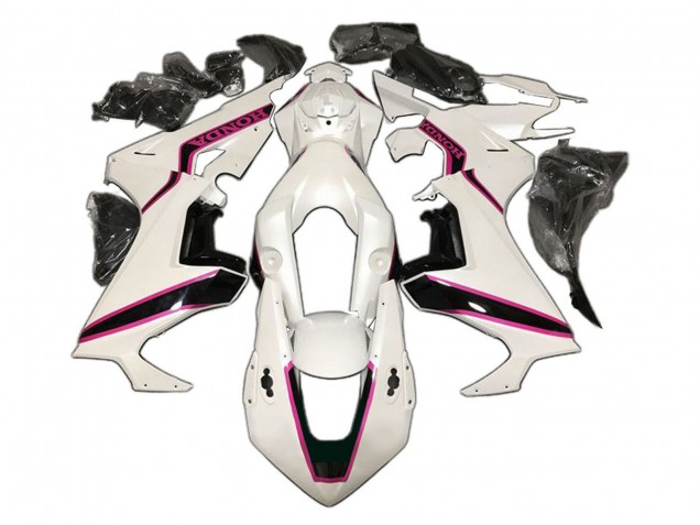 Mejores Carenado Moto Honda CBR1000RR 2017-2024 - Blanco Rosa Negro Brillante