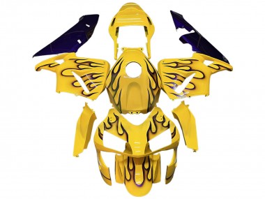 Mejores Carenados Moto Honda CBR600RR 2003-2004 - Amarillo Negro Llama