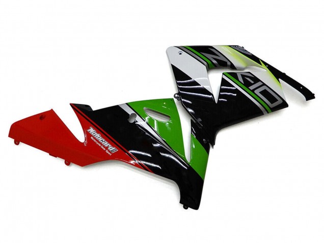 Mejores Carenados Moto Kawasaki ZX10R 2004-2005 - Blanco Negro Verde Elf