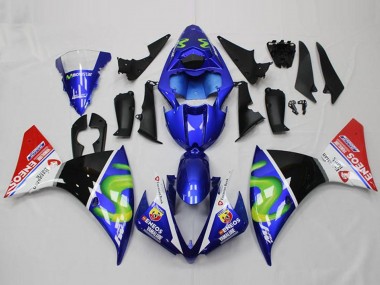 Mejores Carenados Moto Yamaha YZF R1 2012-2014 - Azul Blanco Rojo Negro Brillante Verde ENEOS Yamalube