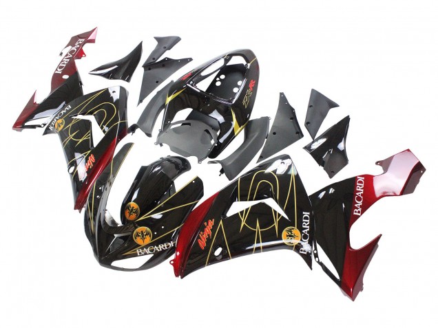 Mejores Carenados Moto Kawasaki ZX10R 2006-2007 - Negro Rojo Oro BACARDI