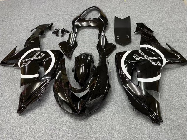 Mejores Carenados Moto Kawasaki ZX10R 2006-2007 - Negro Brillante Blanco Círculo