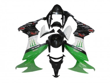 Mejores Carenados Moto Kawasaki ZX10R 2008-2010 - Negro Brillante Blanco Verde Monstruo
