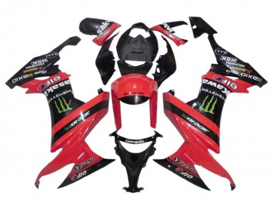 Mejores Carenados Moto Kawasaki ZX10R 2008-2010 - Rojo Negro Verde Monstruo Elf 27