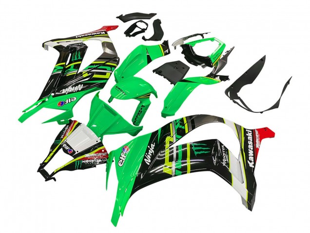 Mejores Carenados Moto Kawasaki ZX10R 2011-2015 - Verde Amarillo Negro Blanco Elf Monstruo