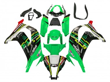 Mejores Carenados Moto Kawasaki ZX10R 2011-2015 - Verde Amarillo Negro Blanco Elf Monstruo