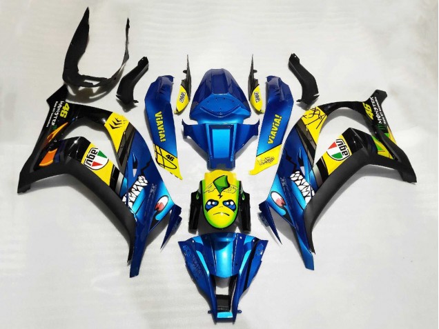 Mejores Carenados Moto Kawasaki ZX10R 2011-2015 - Azul Amarillo Negro Tiburón