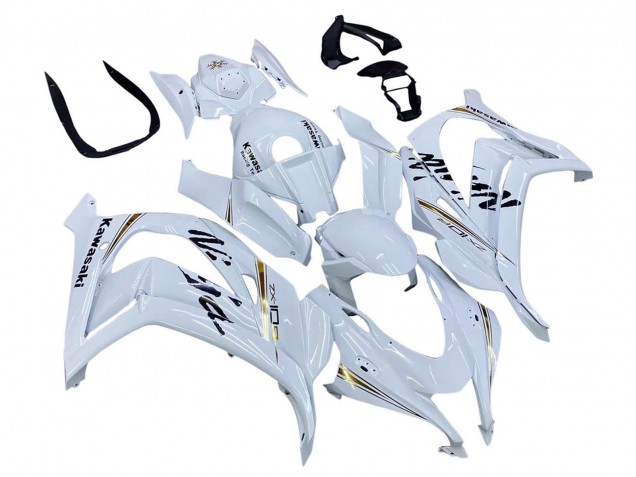 Mejores Carenados Moto Kawasaki ZX10R 2016-2020 - Blanco Oro Negro