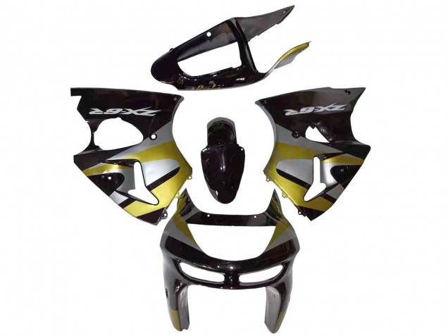 Mejores Carenados Moto Kawasaki ZX6R 1998-1999 - Negro Brillante Plata Amarillo