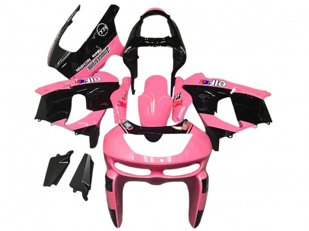Mejores Carenados Moto Kawasaki ZX6R 1998-1999 - Rosa Negro Brillante Elf Bridgestone
