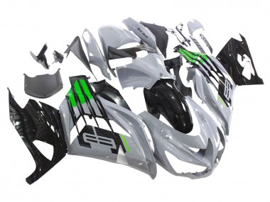 Mejores Carenados Moto Kawasaki ZX14R ZZR1400 2012-2024 - Gris Verde Negro