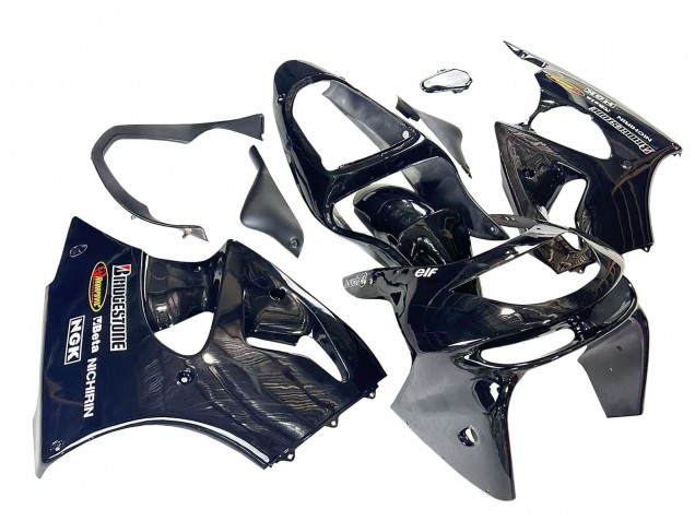 Mejores Carenados Moto Kawasaki ZX6R 1998-1999 - Negro Brillante Amarillo Elf Bridgestone