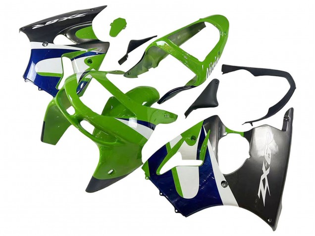 Mejores Carenados Moto Kawasaki ZX6R 1998-1999 - Verde Blanco Azul Plata Negro Brillante