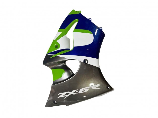 Mejores Carenados Moto Kawasaki ZX6R 1998-1999 - Verde Blanco Azul Plata Negro Brillante