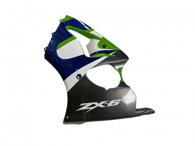 Mejores Carenados Moto Kawasaki ZX6R 1998-1999 - Verde Blanco Azul Plata Negro Brillante