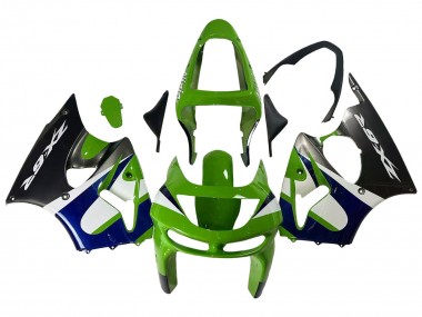 Mejores Carenados Moto Kawasaki ZX6R 1998-1999 - Verde Blanco Azul Plata Negro Brillante