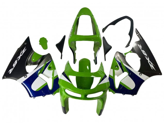 Mejores Carenados Moto Kawasaki ZX6R 1998-1999 - Verde Blanco Azul Plata Negro Brillante